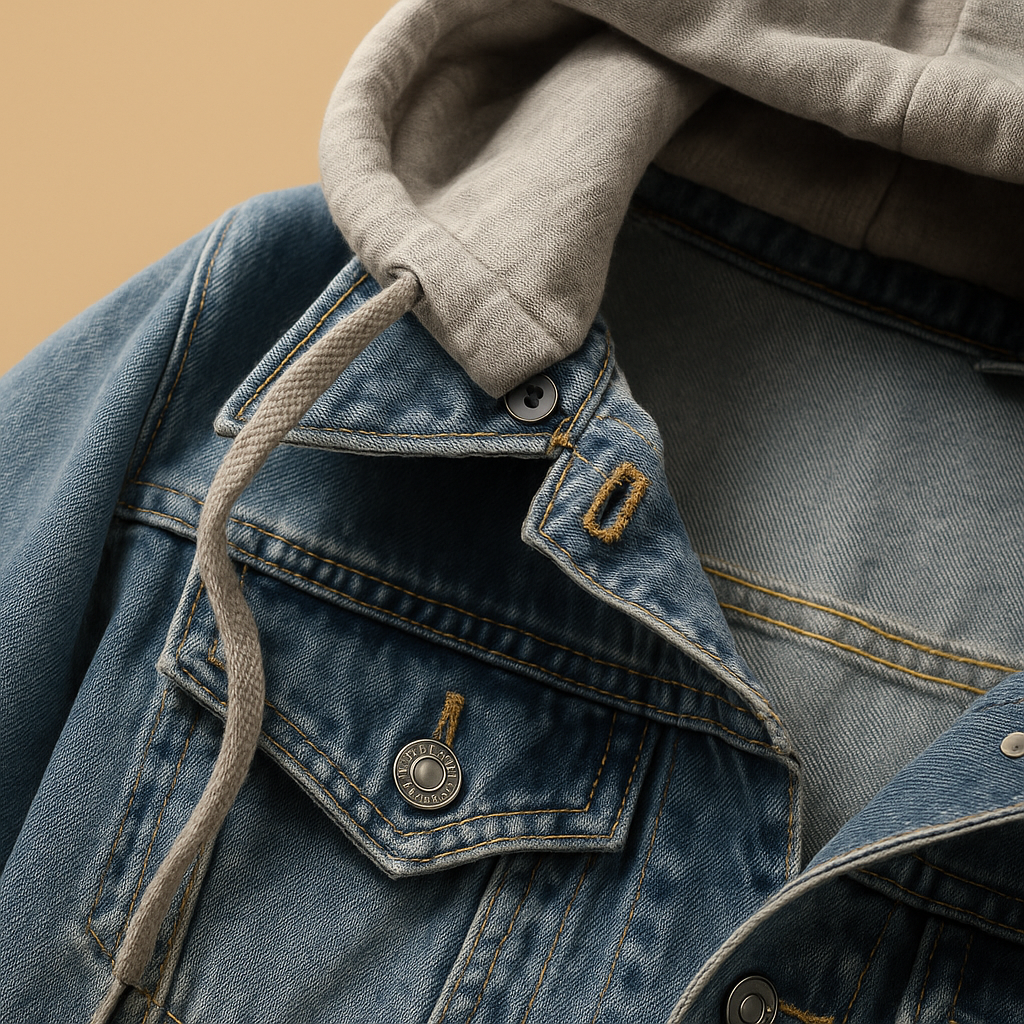 Denim jas met capuchon voor dames, lichtgewicht en ademend, ideaal voor zomeravonden en casual outfits in lichtblauw of donkerblauw.
