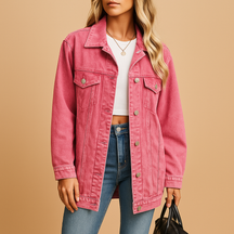 Denim winterjas voor dames in klassiek blauw met knoopsluiting, warme pasvorm en casual stijl, ideaal voor dagelijks gebruik en winterse outfits.