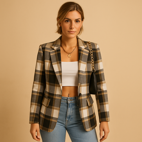 Elegante damesblazer met flatterende pasvorm en open voorkant, perfect voor casual en formele outfits in elk seizoen.