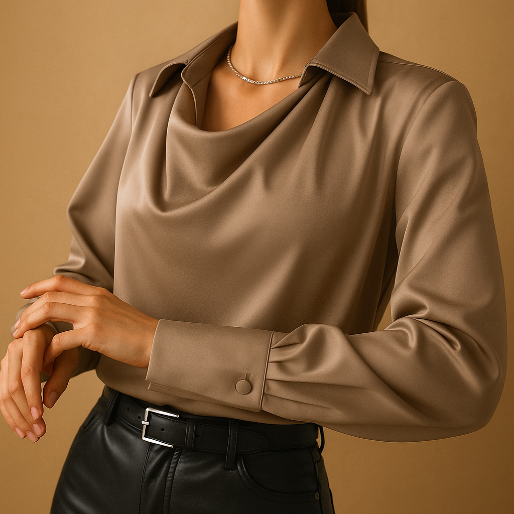 Damesblouse met lange mouwen en getailleerde pasvorm, gemaakt van lichtgewicht materiaal voor een elegante en comfortabele look