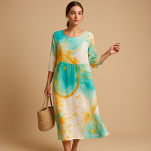 Elegante flowy midi-jurk voor dames, gemaakt van lichtgewicht stof, geschikt voor alle seizoenen en gelegenheden.