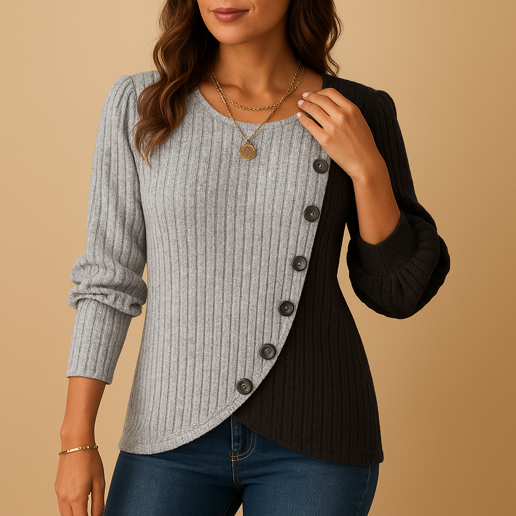 Elegante gebreide trui voor dames in luxe stof met flatterend silhouet, perfect voor werk, casual en sociale gelegenheden.
