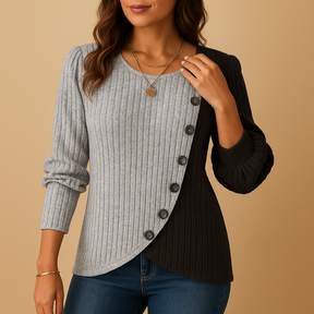 Elegante gebreide trui voor dames in luxe stof met flatterend silhouet, perfect voor werk, casual en sociale gelegenheden.