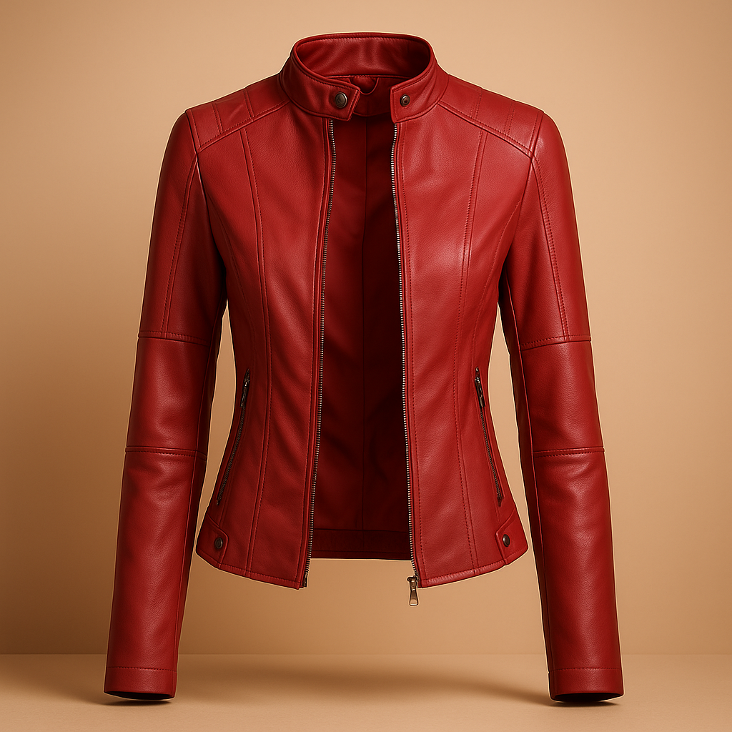 Elegante dames jas met kraag, symmetrische ritssluiting en moderne details, ideaal voor stijlvolle looks in herfst en lente.