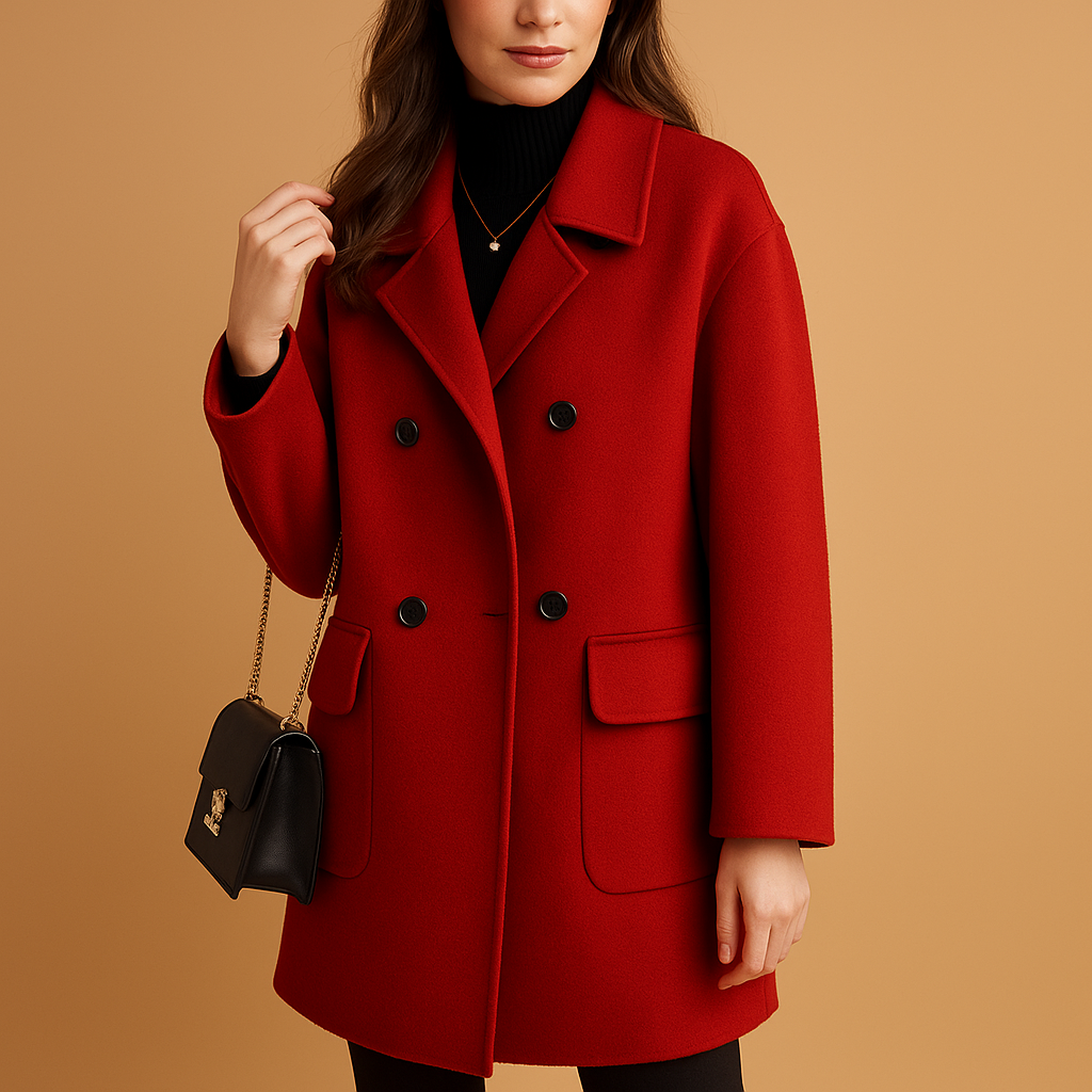 Elegante lange damesmantel met effen design en vrouwelijk silhouet. Ideaal voor dagelijks gebruik in lente, herfst en winter.
