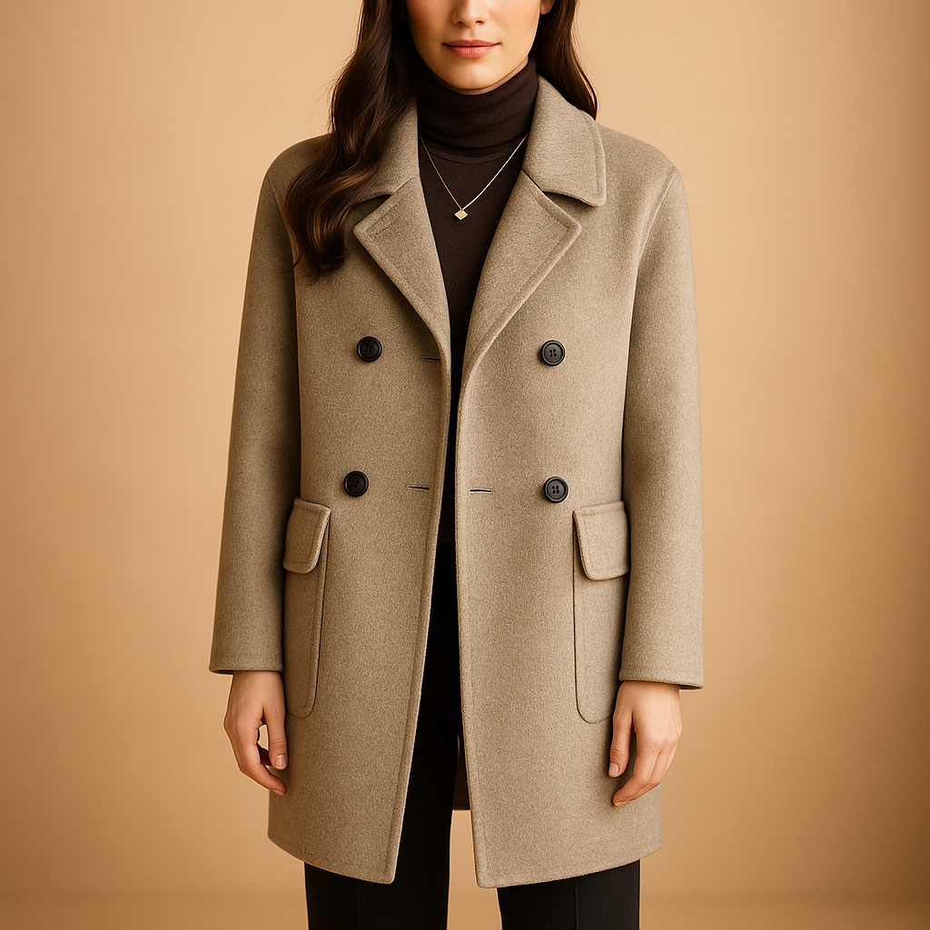 Elegante lange damesmantel met effen design en vrouwelijk silhouet. Ideaal voor dagelijks gebruik in lente, herfst en winter.