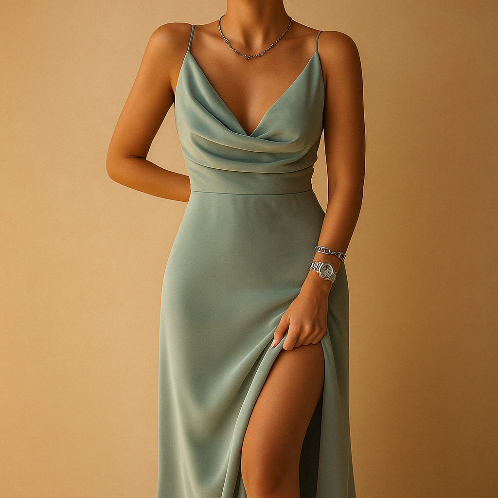 Elegante maxi jurk dames met V-hals | Yara