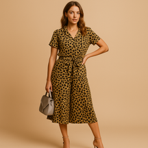 Elegante midi-jurk voor dames met korte mouwen en flatterende pasvorm, ideaal voor formele gelegenheden, werk of dagelijks gebruik
