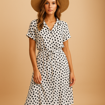 Elegante midi-jurk voor dames met korte mouwen en flatterende pasvorm, ideaal voor formele gelegenheden, werk of dagelijks gebruik