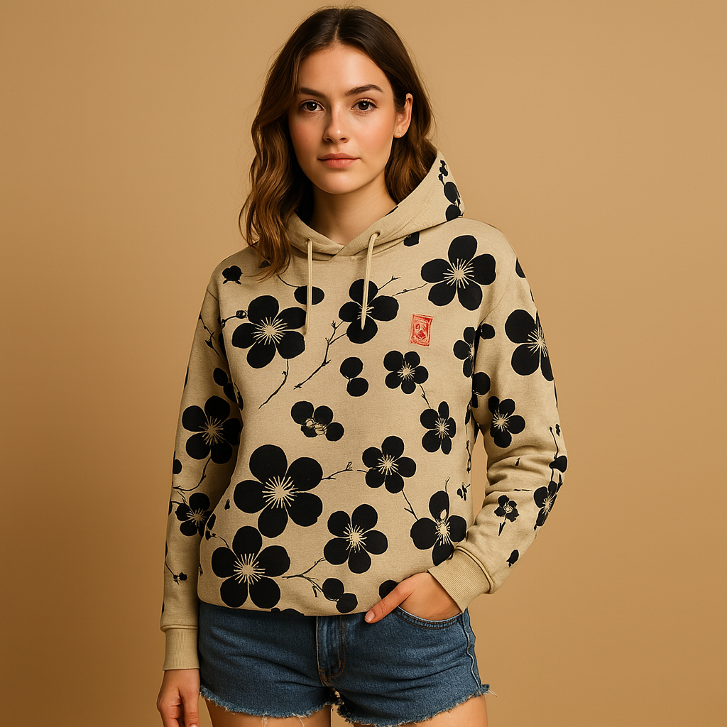 Gebloemde hoodie trui voor dames met levendige bloemenprint en capuchon, ideaal voor casual en comfortabele looks.