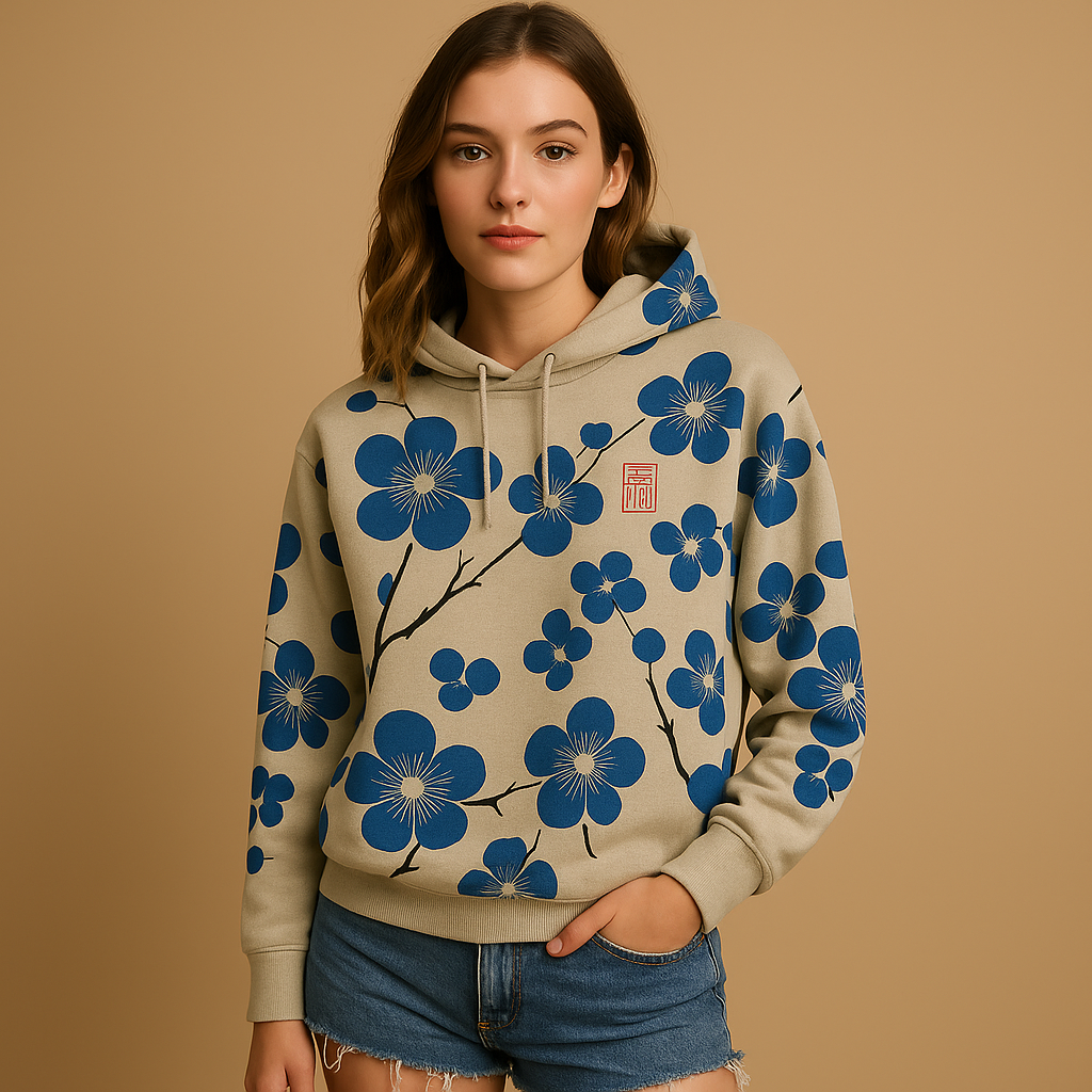 Gebloemde hoodie trui voor dames met levendige bloemenprint en capuchon, ideaal voor casual en comfortabele looks.