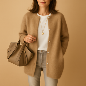 Lichtgewicht gebreid damesvest met knoopsluiting en heuplengte pasvorm, ideaal voor laagjes in elk seizoen