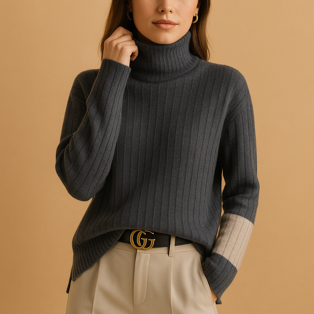 Gebreide damestrui met hoge col en lange mouwen, ademend en zacht voor werk, casual en laagjeslooks van herfst tot lente.