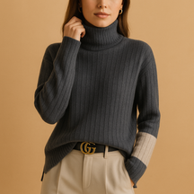 Gebreide damestrui met hoge col en lange mouwen, ademend en zacht voor werk, casual en laagjeslooks van herfst tot lente.