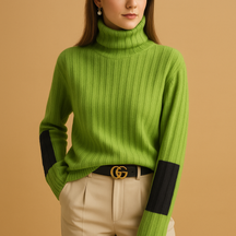 Gebreide damestrui met hoge col en lange mouwen, ademend en zacht voor werk, casual en laagjeslooks van herfst tot lente.