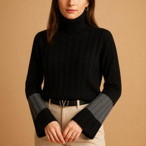 Gebreide damestrui met hoge col en lange mouwen, ademend en zacht voor werk, casual en laagjeslooks van herfst tot lente.