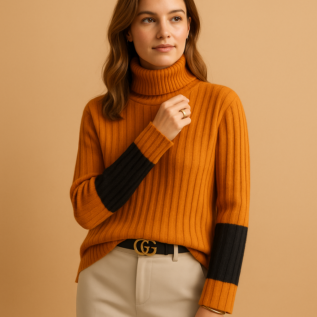 Gebreide damestrui met hoge col en lange mouwen, ademend en zacht voor werk, casual en laagjeslooks van herfst tot lente.