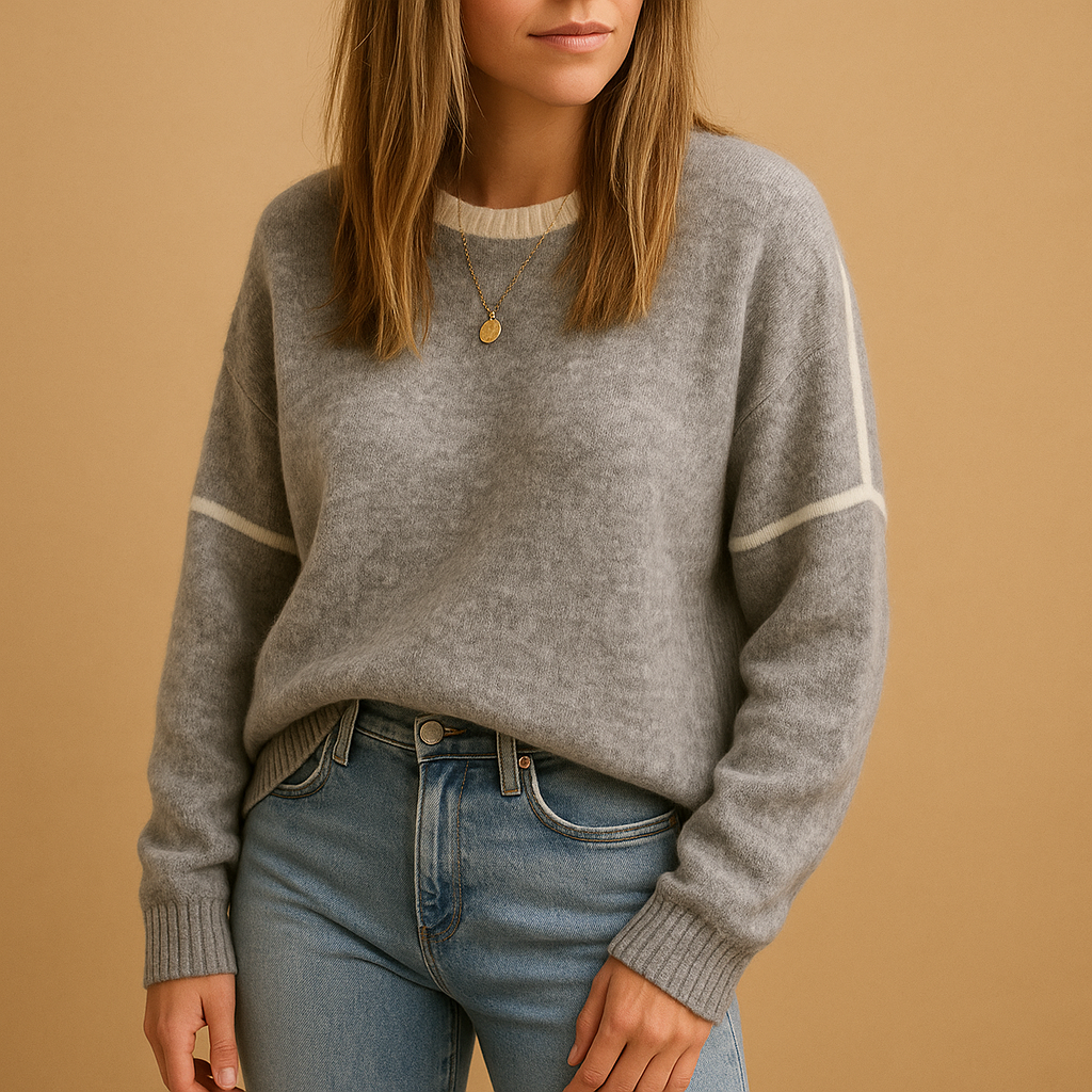 Gebreide damestrui met ronde hals en lange mouwen, gemaakt van zachte kreukvrije stof. Perfect voor casual en formele looks in elk seizoen.