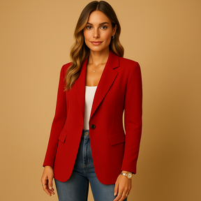 Getailleerde damesblazer met stretch en klassieke snit, ideaal voor formele gelegenheden, kantoor en casual outfits