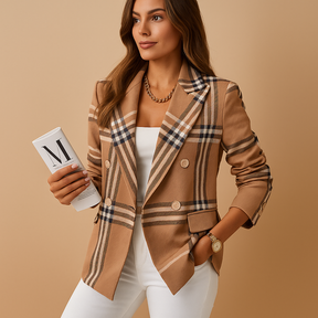 Dames blazer met getailleerde pasvorm, elegante afwerking en praktische zakken voor een stijlvolle professionele look.