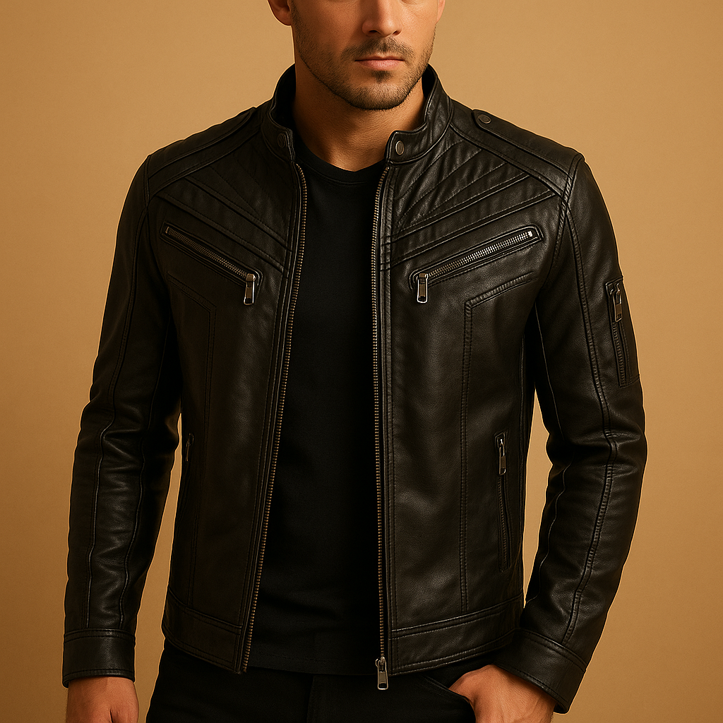 Gewatteerde herenjas met opstaande kraag, comfortabele pasvorm en moderne uitstraling, ideaal voor casual en formele outfits.