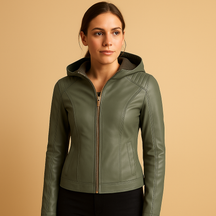 Damesjas met afneembare capuchon, gouden ritsdetails en regular fit, ideaal voor casual en smart casual looks in lente en herfst.