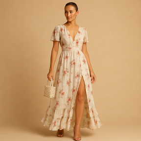 Alina flowy button-front maxi dress with long sleeves for women, featuring lightweight breathable fabric and graceful all-season silhouette