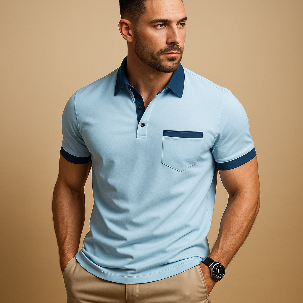 Poloshirt voor heren in marineblauw met klassieke pasvorm, ideaal voor zowel casual als nette gelegenheden