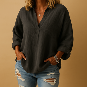 Tijdloze damesblouse met elegante snit en comfortabele pasvorm, ideaal voor werk, casual outfits of formele gelegenheden