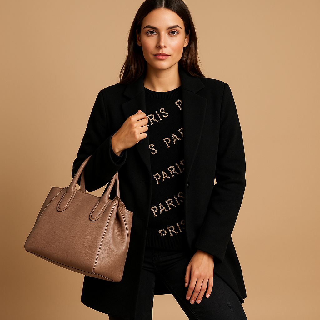 Lang damesjack met klassieke snit in elegante stijl, geschikt voor dagelijks gebruik en formele gelegenheden.