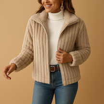 Lang fleece vest voor dames met opstaande kraag en zakken, ideaal voor casual outfits en frisse dagen.