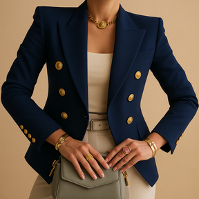Elegante lange blazer voor dames met tijdloos design in zwart, beige of grijs – geschikt voor werk en dagelijkse stijl