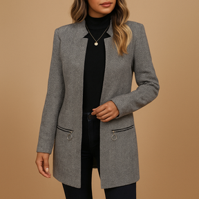 Lange casual jas met print voor dames, met lange mouwen en modern design. Perfect voor dagelijks gebruik en stijlvolle seizoensovergangen.