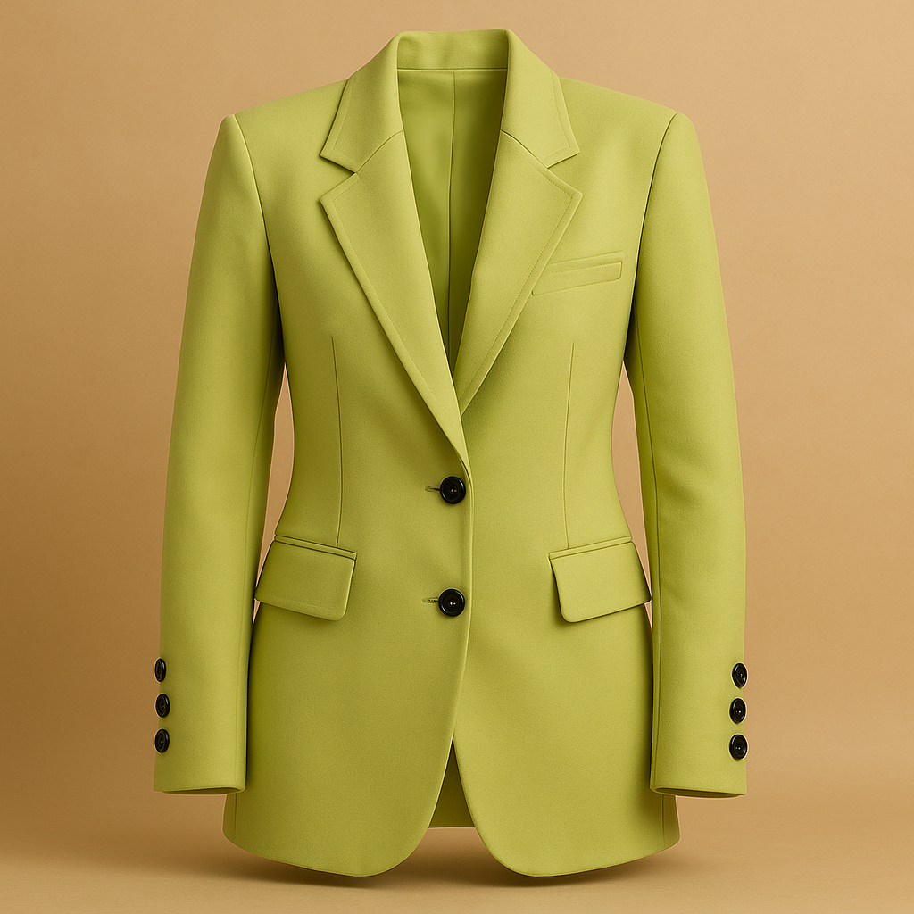 Lange elegante damesblazer in klassiek design met moderne afwerking – geschikt voor werk en dagelijks gebruik