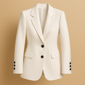 Lange elegante damesblazer in klassiek design met moderne afwerking – geschikt voor werk en dagelijks gebruik