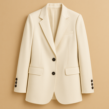 Lange elegante damesblazer in klassiek design met moderne afwerking – geschikt voor werk en dagelijks gebruik