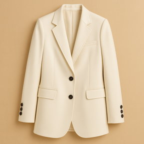 Lange elegante damesblazer in klassiek design met moderne afwerking – geschikt voor werk en dagelijks gebruik