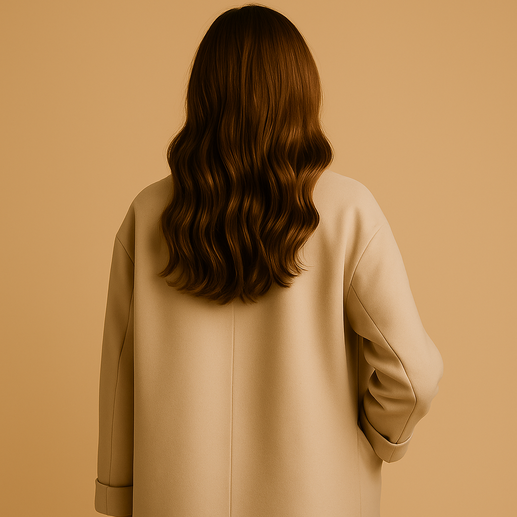 Lange elegante winterjas voor dames in neutrale tinten. Warm, stijlvol en geschikt voor formeel en casual gebruik in koude seizoenen.
