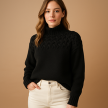 Lange gebreide trui met col voor dames in roze, groen en blauw – perfect voor casual of chique winterlooks.