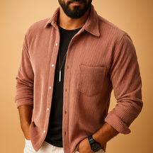 Heren shirt met lange mouwen in klassiek effen design – beschikbaar in meerdere kleuren voor werk, vrije tijd en formele gelegenheden.
