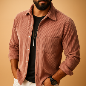 Heren shirt met lange mouwen in klassiek effen design – beschikbaar in meerdere kleuren voor werk, vrije tijd en formele gelegenheden.