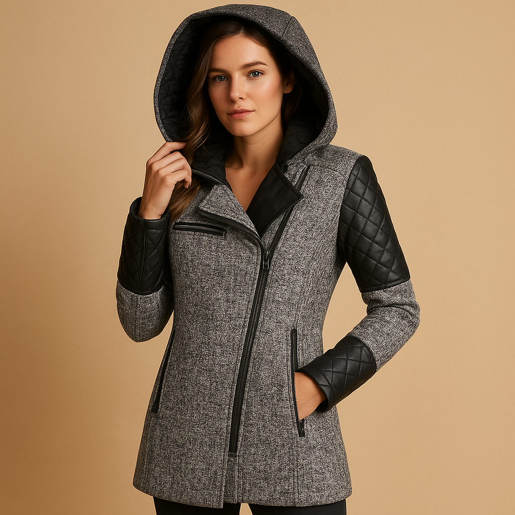Lange winterjas met capuchon voor dames in zwart, marineblauw en beige. Warm, isolerend en stijlvol voor dagelijks gebruik en formele gelegenheden.