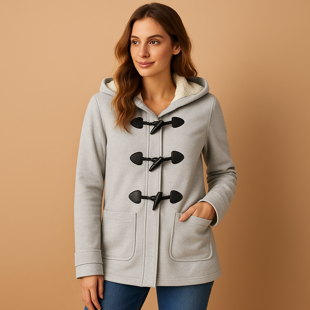 Lange winterjas met capuchon voor dames in zwart, khaki of marineblauw. Windbestendig, comfortabel en stijlvol voor koude winterdagen.