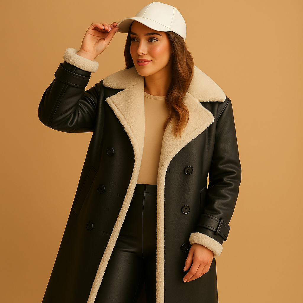 Lange dames winterjas van kasjmiermix met reverskraag en elegante pasvorm, perfect voor koude dagen.