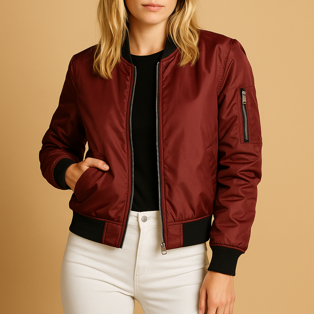 Lichtgewicht bomberjack voor dames van ademende stof met ritssluiting en zijzakken. Ideaal voor zomerse dagen en casual outfits.