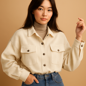 Lichtgewicht corduroy zomerjas voor dames in diverse seizoenskleuren, ademend en stijlvol. Perfect voor dagelijks gebruik en zomerse laagjeslooks.
