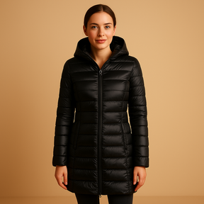 Lichtgewicht gewatteerde jas voor dames met lange mouwen en moderne snit, warm en comfortabel voor winter en tussenseizoenen.