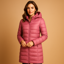 Lichtgewicht gewatteerde jas voor dames met lange mouwen en moderne snit, warm en comfortabel voor winter en tussenseizoenen.