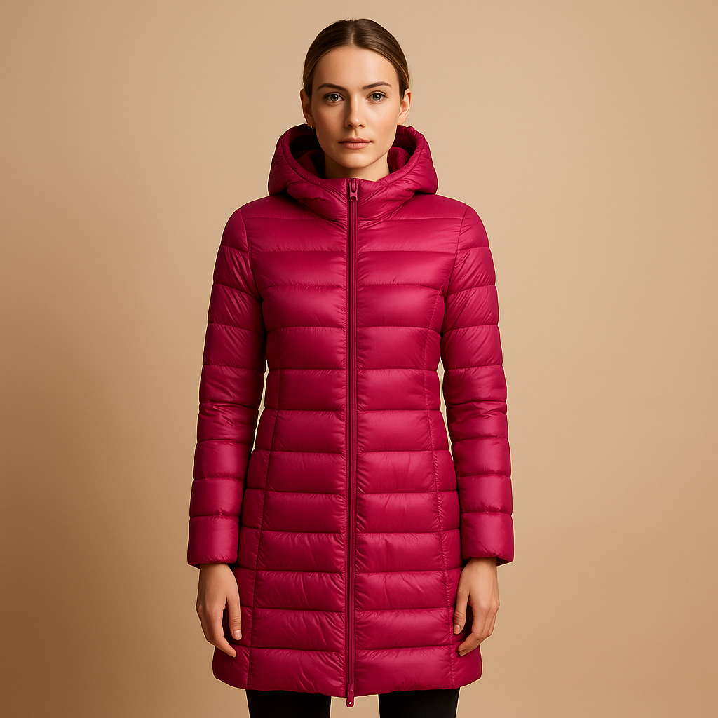 Lichtgewicht gewatteerde jas voor dames met lange mouwen en moderne snit, warm en comfortabel voor winter en tussenseizoenen.