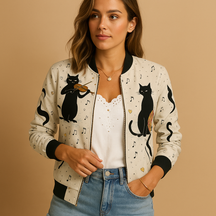 Lichtgewicht zomerjas met print voor dames, ademend en comfortabel. Perfecte layering voor warme dagen, reizen en casual zomerse outfits.